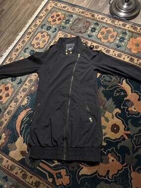 Beverly Hills Polo Club Women's Black Asymmetrical Zip Jacket with Smocked Waist